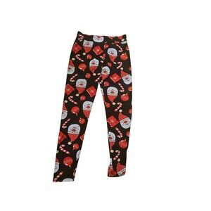 Chances R Womens Christmas Santa Snowman Candy Cane Print Leggings Size L